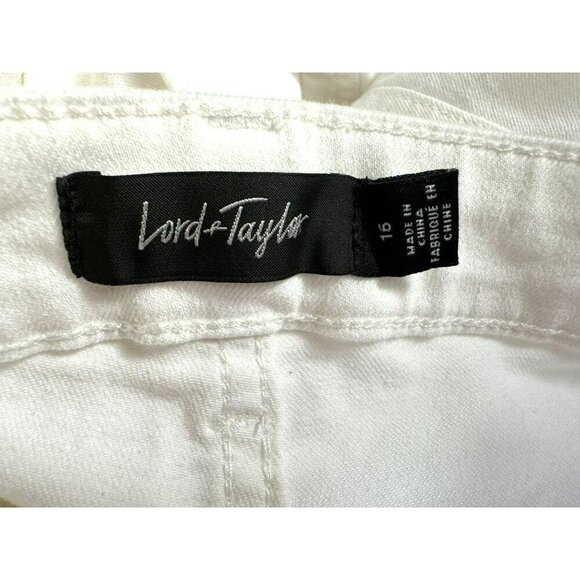 Lord and Taylor Skinny White Cotton Stretch Jeans Sz 16 Classic 5 Pocket - Picture 6 of 8